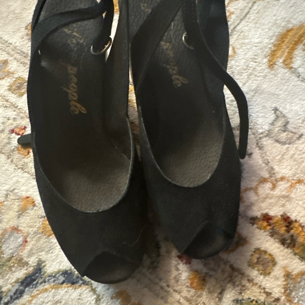Free People suede black Leather Strap Clog Size 40 usa 9 - Picture 6 of 9